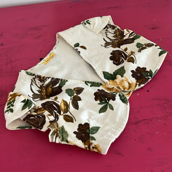 EUC Salt & Pepper S Corduroy topper autumn roses tulip sleeve shrug cap sleeve - Picture 13 of 14